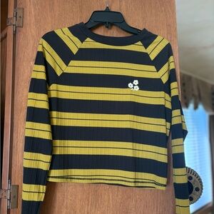 Urban Outfitters Black and Yellow Striped Long Sleeve Tee